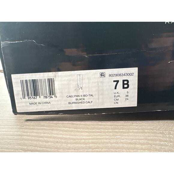 Lauren Ralph Lauren Caelynn II-BO-Tal Black Burnished Calf Heel Boots Women's 7 - Picture 9 of 9